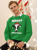Moooy Christmas Sweatshirt -SmartPrintsInk Designs