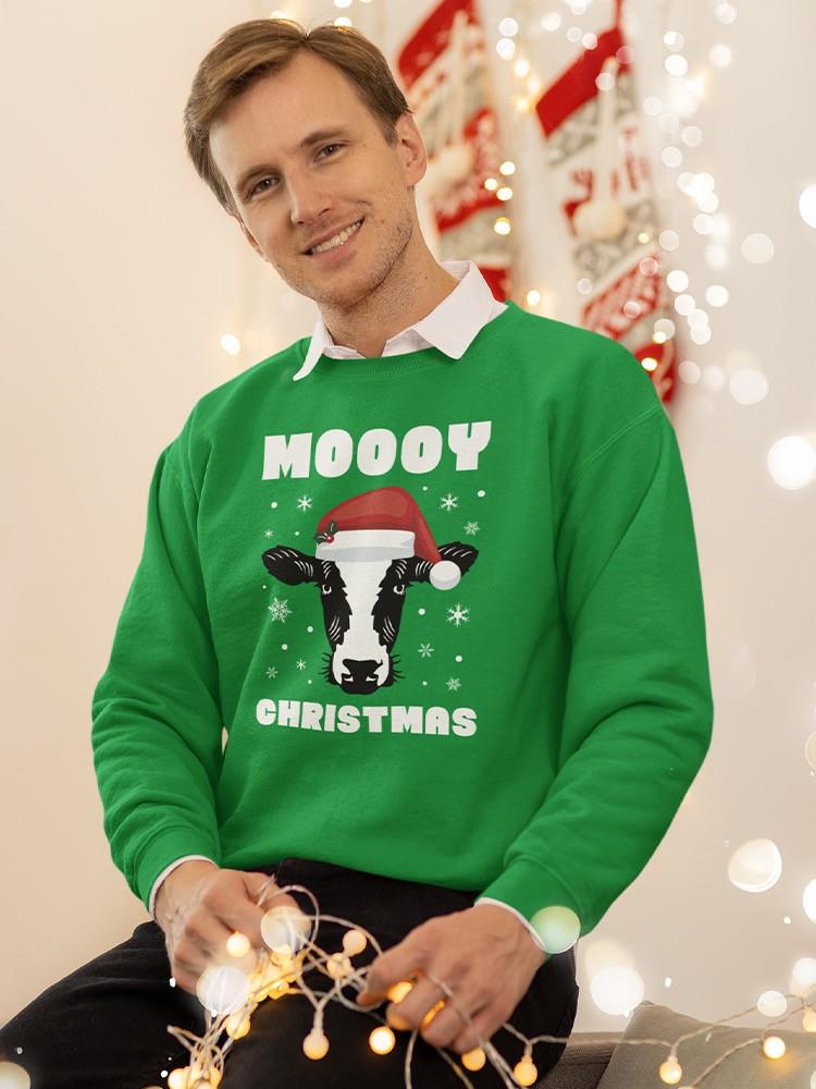 Moooy Christmas Sweatshirt -SmartPrintsInk Designs