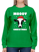 Moooy Christmas Sweatshirt -SmartPrintsInk Designs