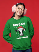 Moooy Christmas Sweatshirt -SmartPrintsInk Designs