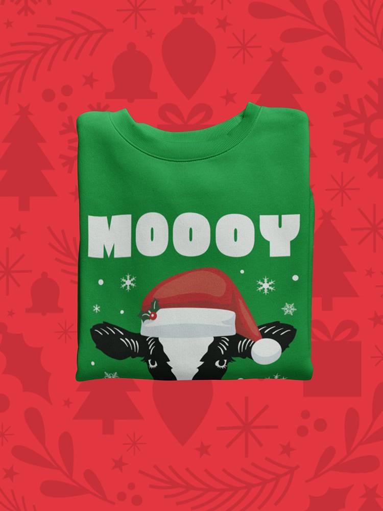 Moooy Christmas Sweatshirt -SmartPrintsInk Designs