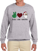 Peace Love And Christmas Sweatshirt -SmartPrintsInk Designs