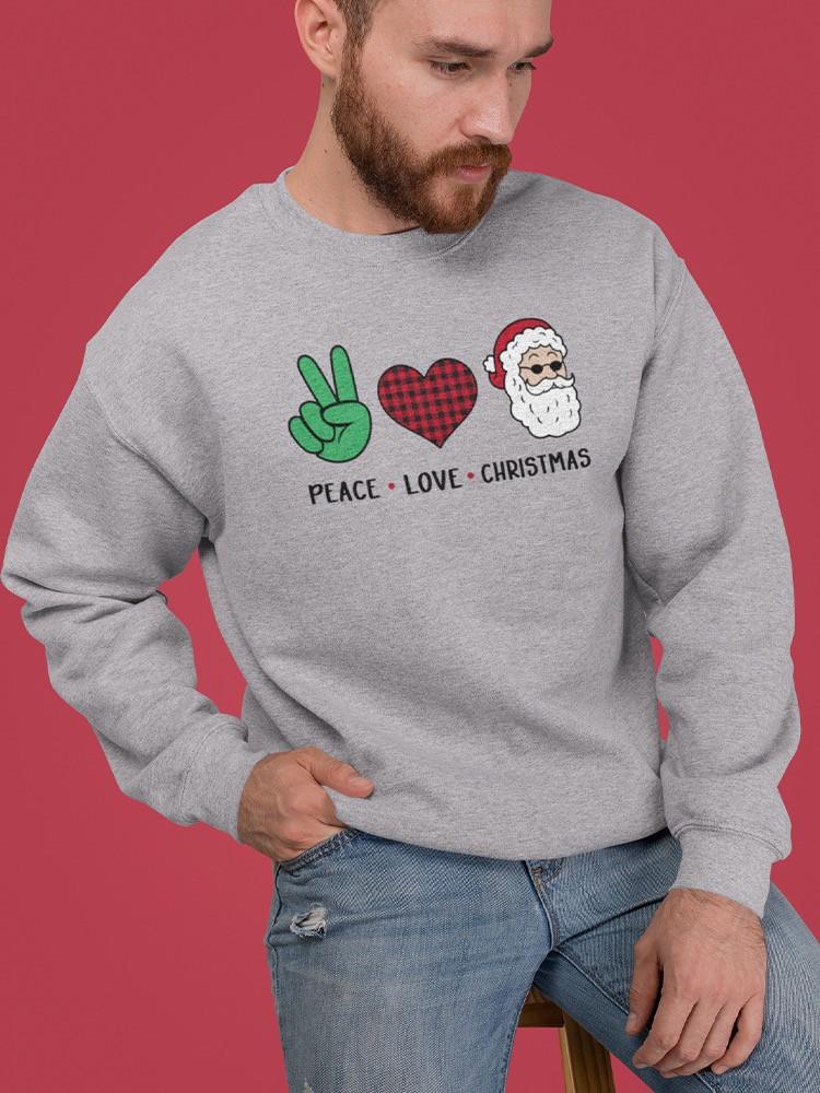 Peace Love And Christmas Sweatshirt -SmartPrintsInk Designs
