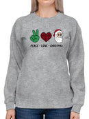 Peace Love And Christmas Sweatshirt -SmartPrintsInk Designs