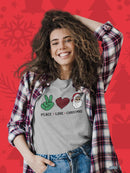 Peace Love And Christmas T-shirt -SmartPrintsInk Designs