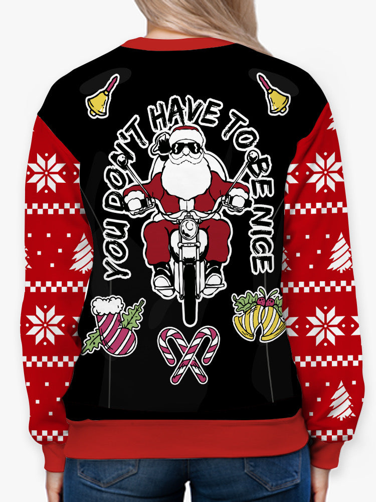 Biker Christmas Full Print Sweatshirt -SmartPrintsInk Designs