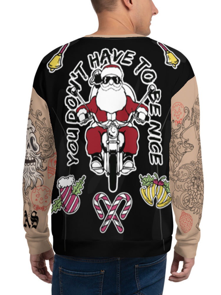 Christmas Biker Full Print Sweatshirt -SmartPrintsInk Designs