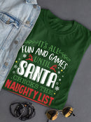 Santa Checks The Naughty List T-shirt -SmartPrintsInk Designs