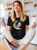 Owl On The Moon T-shirt -SmartPrintsInk Designs