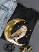 Owl On The Moon T-shirt -SmartPrintsInk Designs