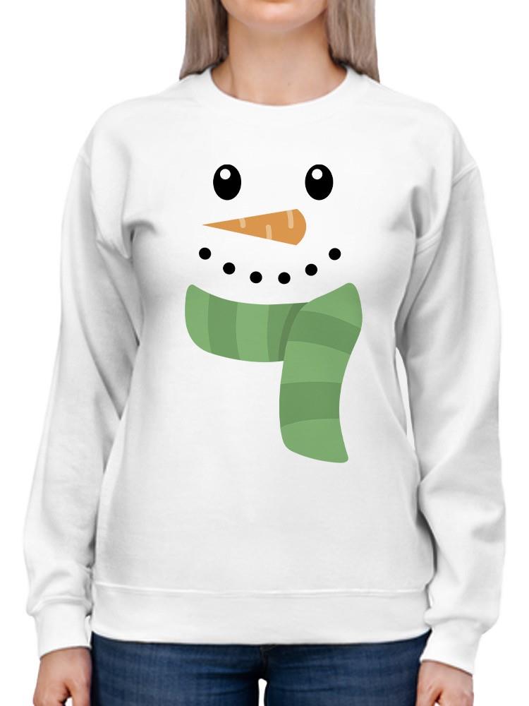 Snowman Face And Scarf Sweatshirt -SmartPrintsInk Designs