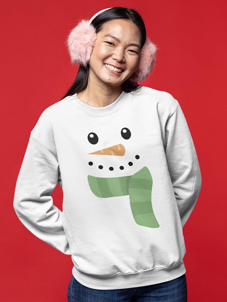 Snowman Face And Scarf Sweatshirt -SmartPrintsInk Designs