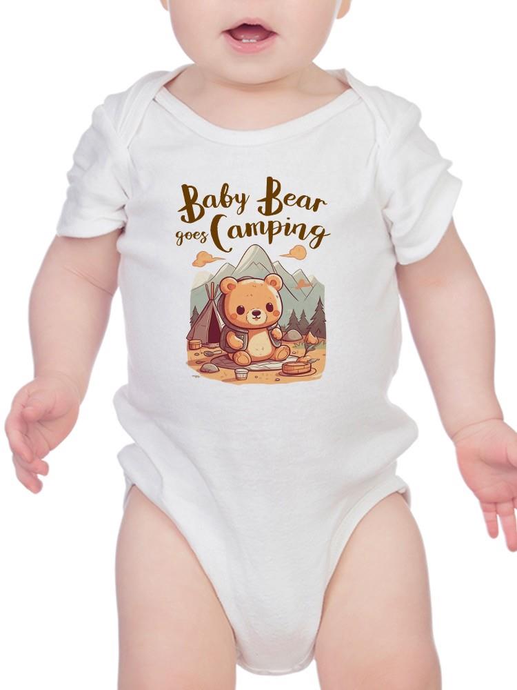 Camping With Cute Baby Bear Bodysuit -SmartPrintsInk Designs