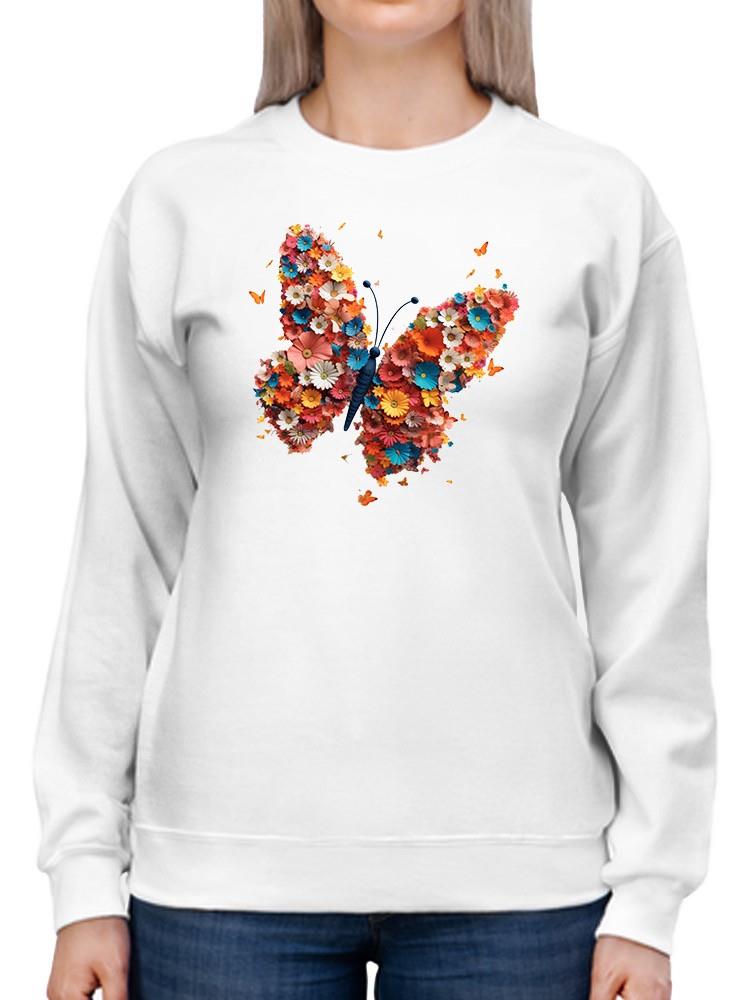 Colorful Flower Butterfly Sweatshirt -SmartPrintsInk Designs