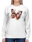 Colorful Floral Butterfly Sweatshirt -SmartPrintsInk Designs