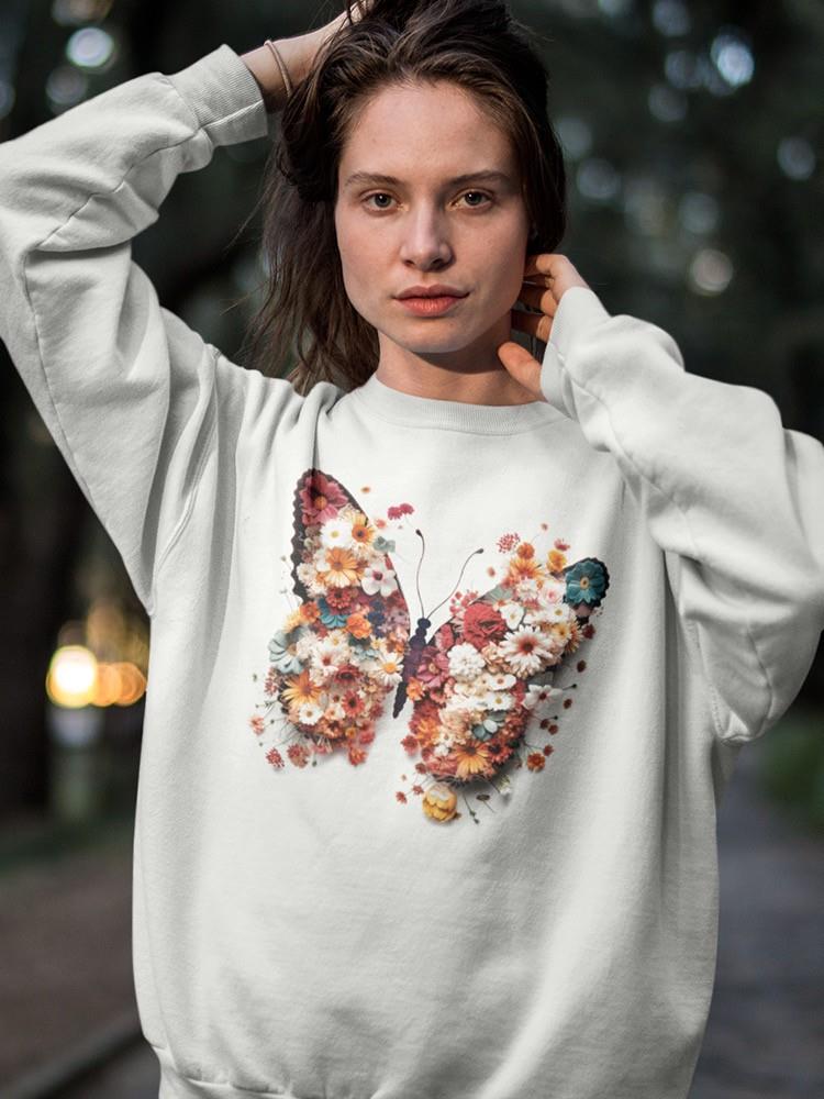 Colorful Floral Butterfly Sweatshirt -SmartPrintsInk Designs