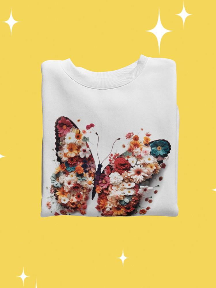 Colorful Floral Butterfly Sweatshirt -SmartPrintsInk Designs