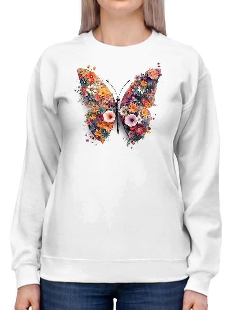 Rainbow Floral Butterfly Sweatshirt -SmartPrintsInk Designs