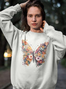 Rainbow Floral Butterfly Sweatshirt -SmartPrintsInk Designs