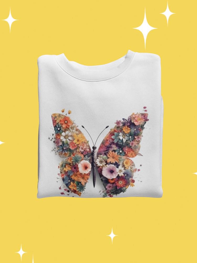 Rainbow Floral Butterfly Sweatshirt -SmartPrintsInk Designs