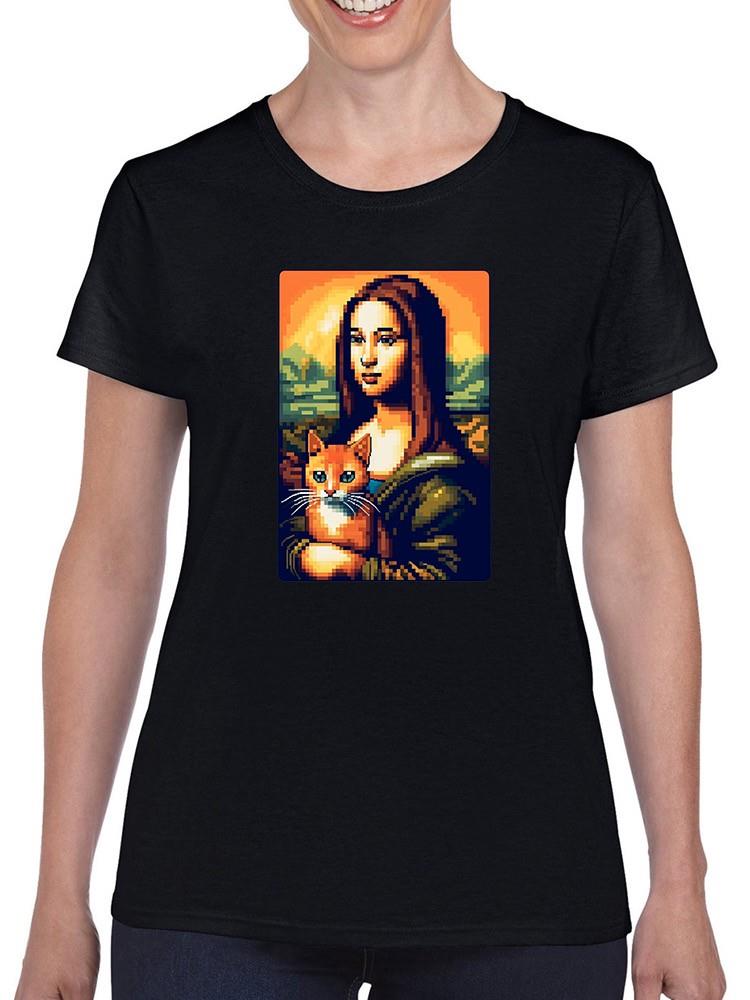 Woman And Cat In Pixel Style T-shirt -SmartPrintsInk Designs