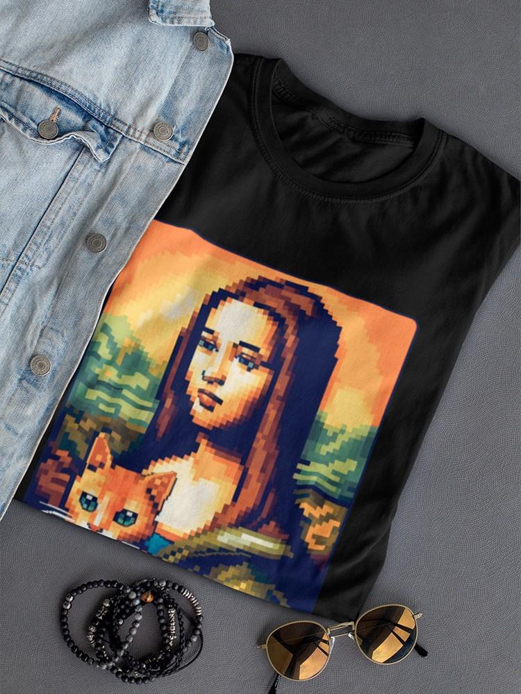 Woman And Cat In Pixel Style T-shirt -SmartPrintsInk Designs