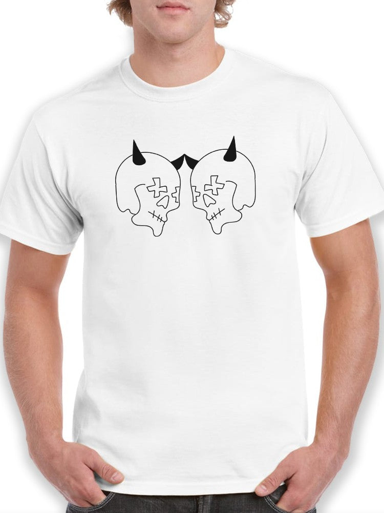 Two skulls with horns (Halloween) Men's T-shirt