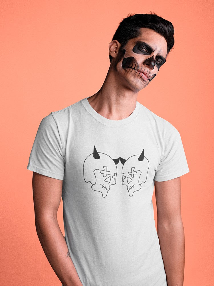 Two skulls with horns (Halloween) Men's T-shirt