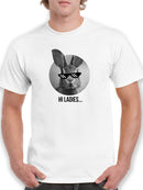 Awesome Glasses Rabbit Saying Hello Men's White T-shirt
