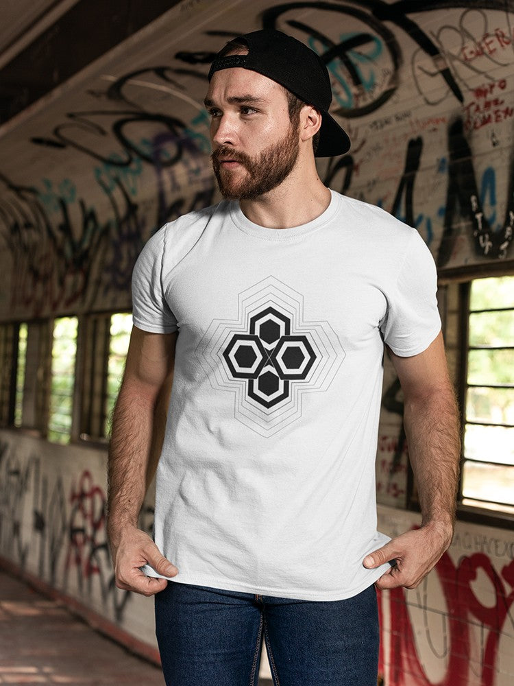 Set of four hexagons in the shape of a cross Men's White T-shirt