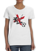 England Lion Roars Soccer Champions Women's White T-shirt