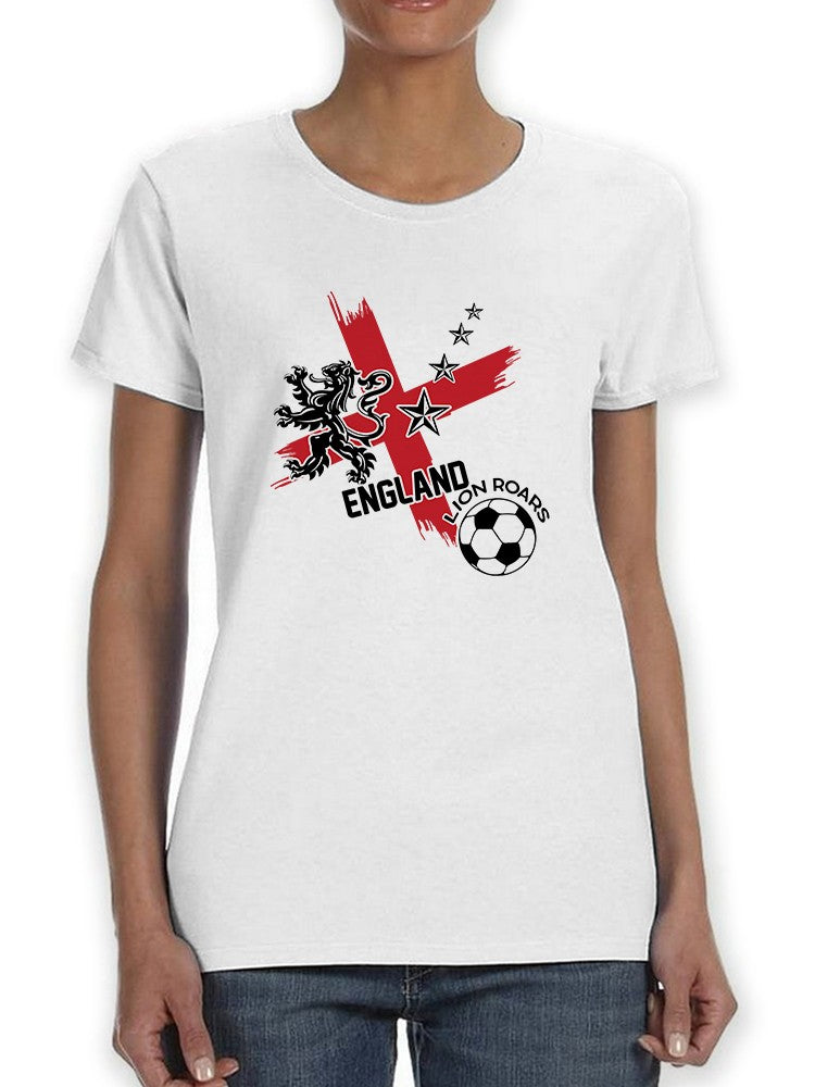 England Lion Roars Soccer Champions Women's White T-shirt