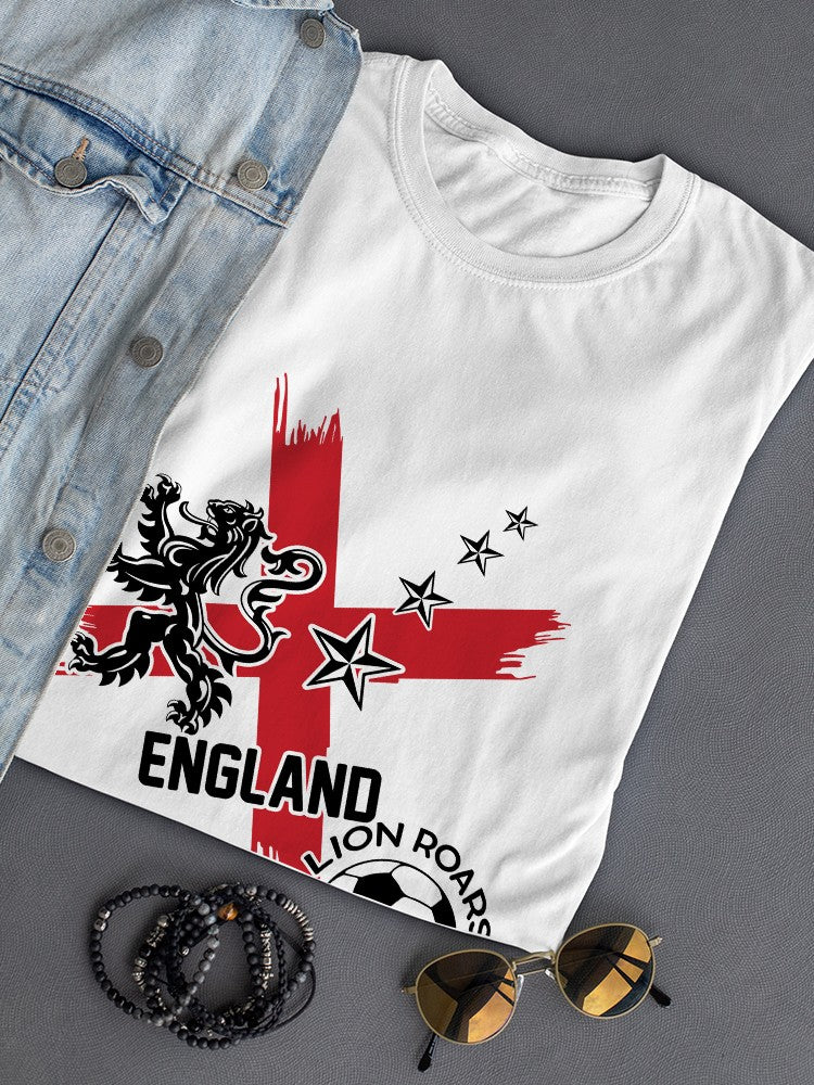 England Lion Roars Soccer Champions Women's White T-shirt