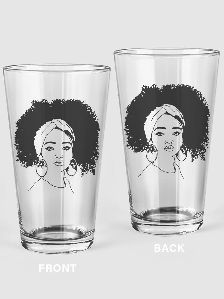 A Woman With Curly Hair Pint Glass -SPIdeals Designs