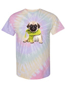 Pug Puppy With A Scarf Tie Dye Tee -SPIdeals Designs