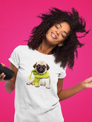 Pug Puppy With A Scarf T-shirt -SPIdeals Designs
