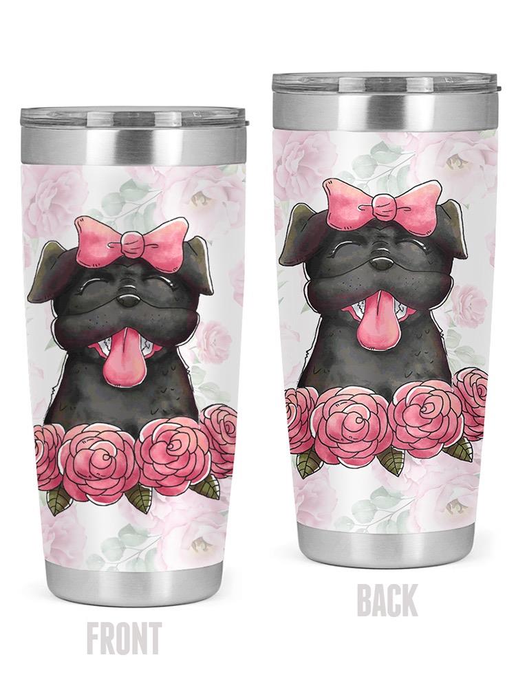 Pug Dog With Flowers Tumbler -SPIdeals Designs