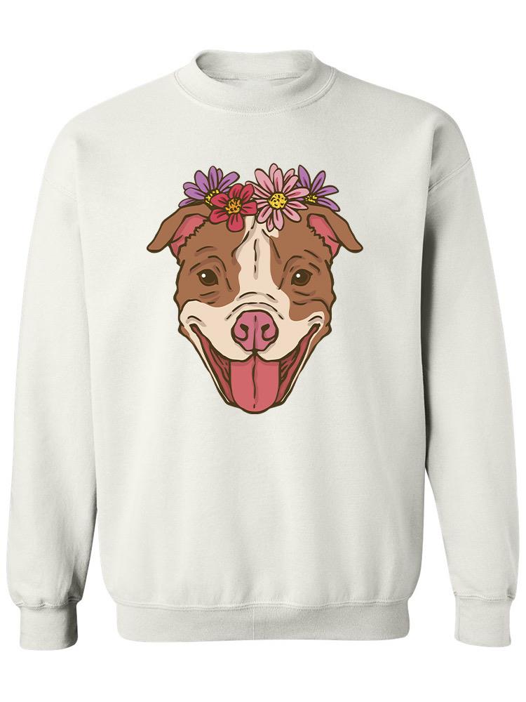 Pit Bull With Flowers Sweatshirt -SPIdeals Designs