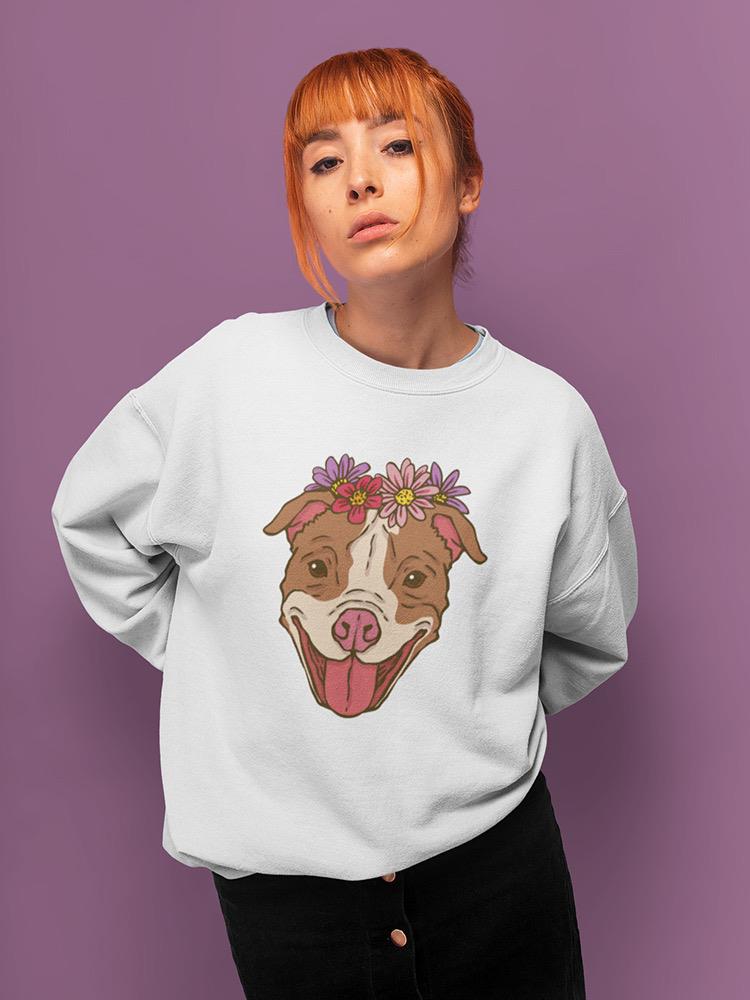 Pit Bull With Flowers Sweatshirt -SPIdeals Designs