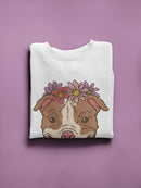 Pit Bull With Flowers Sweatshirt -SPIdeals Designs