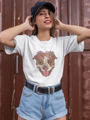 Pit Bull With Flowers T-shirt -SPIdeals Designs