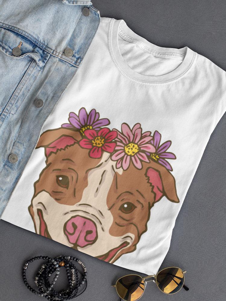 Pit Bull With Flowers T-shirt -SPIdeals Designs