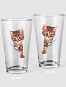 Kitty In Hole Of Paper Pint Glass -SPIdeals Designs