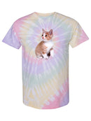 Cute Sitting Kitten Tie Dye Tee -SPIdeals Designs