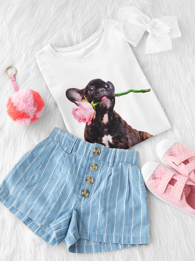 French Bulldog With Flower T-shirt -SPIdeals Designs