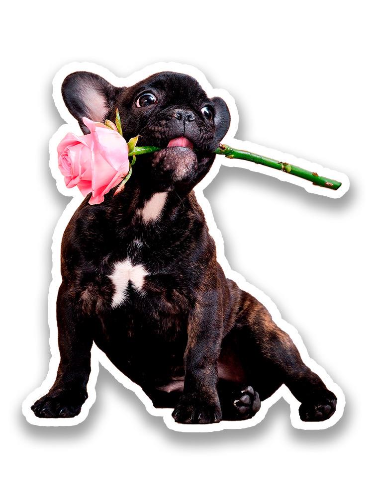 French Bulldog With Flower Sticker -SPIdeals Designs