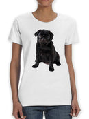 Sitting Black Pug T-shirt -SPIdeals Designs