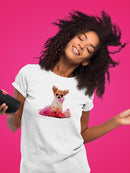 Chihuahua With Flowers T-shirt -SPIdeals Designs