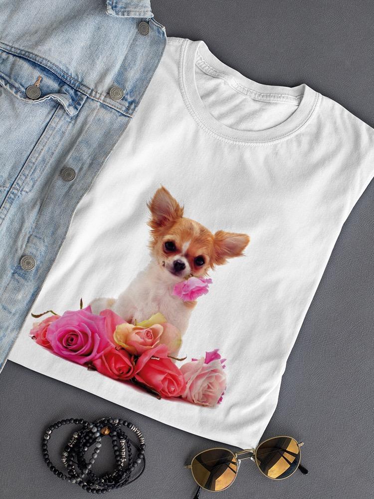 Chihuahua With Flowers T-shirt -SPIdeals Designs