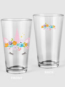 Unicorn With Flowers. Pint Glass -SPIdeals Designs